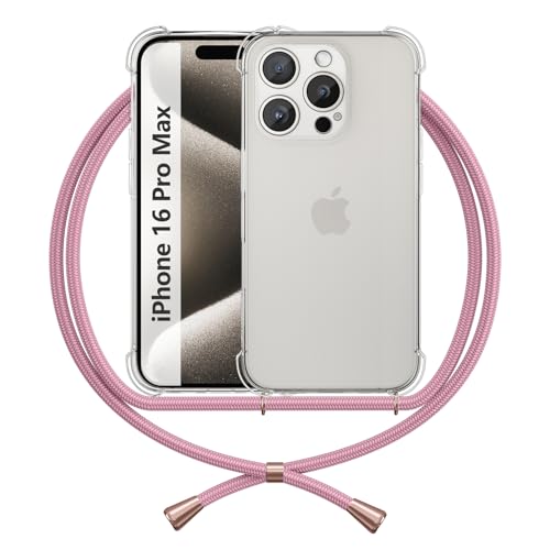 ANFAIRLACE Handykette Hülle Kompatibel mit iPhone 16 Pro Max, Handyhülle mit Band Anti-Gelb TPU Transparent Silikon Schutzhülle Klar Case, Rose ANFAIRLACE Handykette Hülle Kompatibel mit iPhone 16 Pro Max, Handyhülle mit Band Anti-Gelb TPU Transparent Silikon Schutzhülle Klar Case, Rose von ANFAIRLACE