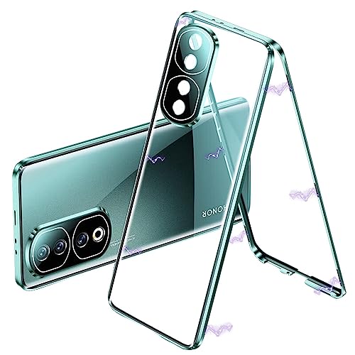 ANFAIRLACE Hülle Kompatibel mit Honor 90, Magnetische Adsorption 360 Grad Handyhülle Gehärtetes Glas Aluminium Rahmen Magnet Transparent Case, Grün von ANFAIRLACE