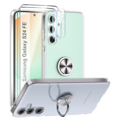 ANFAIRLACE Hülle Kompatibel mit Samsung Galaxy S24 FE, Handyhülle Metall 360 Grad Ring Halter Magnet Ständer Transparent Silikon Schutzhülle, Silber ANFAIRLACE Hülle Kompatibel mit Samsung Galaxy S24 FE, Handyhülle Metall 360 Grad Ring Halter Magnet Ständer Transparent Silikon Schutzhülle, Silber von ANFAIRLACE