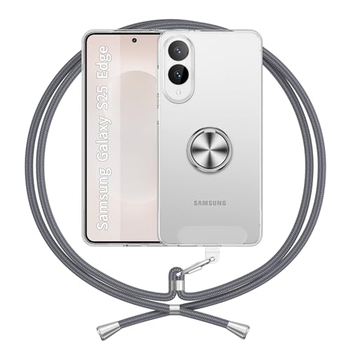 ANFAIRLACE Hülle Kompatibel mit Samsung Galaxy S25 Edge, Ring Halter Handyhülle Band Transparent Silikon Handykette Klar Schutzhülle, Grau ANFAIRLACE Hülle Kompatibel mit Samsung Galaxy S25 Edge, Ring Halter Handyhülle Band Transparent Silikon Handykette Klar Schutzhülle, Grau von ANFAIRLACE