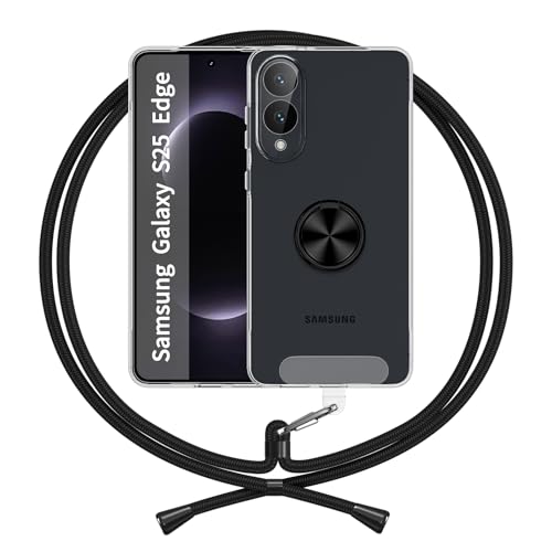 ANFAIRLACE Hülle Kompatibel mit Samsung Galaxy S25 Edge, Ring Halter Handyhülle Band Transparent Silikon Handykette Klar Schutzhülle, Schwarz ANFAIRLACE Hülle Kompatibel mit Samsung Galaxy S25 Edge, Ring Halter Handyhülle Band Transparent Silikon Handykette Klar Schutzhülle, Schwarz von ANFAIRLACE