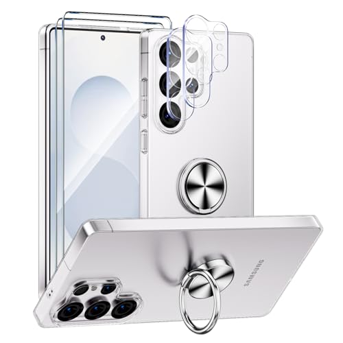 ANFAIRLACE Hülle Kompatibel mit Samsung Galaxy S25 Ultra, Handyhülle Metall 360 Grad Ring Halter Magnet Ständer Transparent Silikon Schutzhülle, Silber ANFAIRLACE Hülle Kompatibel mit Samsung Galaxy S25 Ultra, Handyhülle Metall 360 Grad Ring Halter Magnet Ständer Transparent Silikon Schutzhülle, Silber von ANFAIRLACE