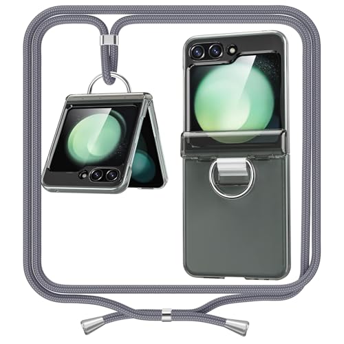 ANFAIRLACE Hülle Kompatibel mit Samsung Galaxy Z Flip 6 Band, Scharnier Schutzhülle Ringe Handykette Anti-Gelb PC Transparent Handyhülle Klar Case, Grau ANFAIRLACE Hülle Kompatibel mit Samsung Galaxy Z Flip 6 Band, Scharnier Schutzhülle Ringe Handykette Anti-Gelb PC Transparent Handyhülle Klar Case, Grau von ANFAIRLACE