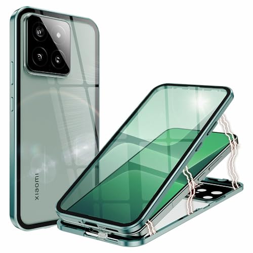 ANFAIRLACE Hülle Kompatibel mit Xiaomi 14, Magnetische Adsorption 360 Grad Handyhülle Gehärtetes Glas Aluminium Rahmen Magnet Transparent Case, Grün ANFAIRLACE Hülle Kompatibel mit Xiaomi 14, Magnetische Adsorption 360 Grad Handyhülle Gehärtetes Glas Aluminium Rahmen Magnet Transparent Case, Grün von ANFAIRLACE