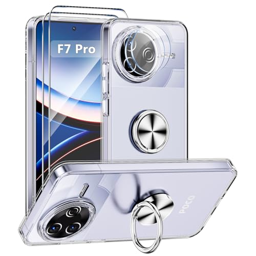 ANFAIRLACE Hülle Kompatibel mit Xiaomi Poco F7 Pro, Handyhülle Metall 360 Grad Ring Halter Magnet Ständer Transparent Silikon Schutzhülle, Silber ANFAIRLACE Hülle Kompatibel mit Xiaomi Poco F7 Pro, Handyhülle Metall 360 Grad Ring Halter Magnet Ständer Transparent Silikon Schutzhülle, Silber von ANFAIRLACE