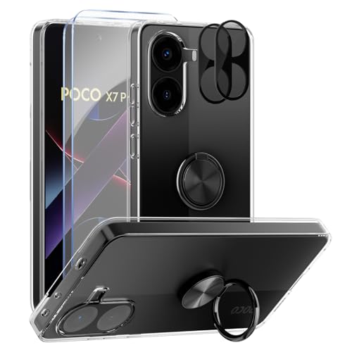 ANFAIRLACE Hülle Kompatibel mit Xiaomi Poco X7 Pro, Handyhülle Metall 360 Grad Ring Halter Magnet Ständer Transparent Silikon Schutzhülle, Schwarz ANFAIRLACE Hülle Kompatibel mit Xiaomi Poco X7 Pro, Handyhülle Metall 360 Grad Ring Halter Magnet Ständer Transparent Silikon Schutzhülle, Schwarz von ANFAIRLACE