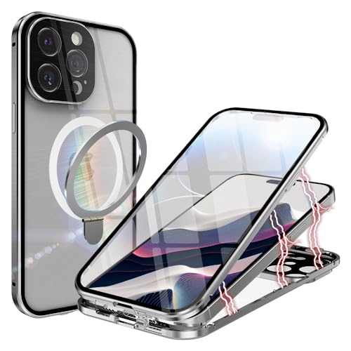 ANFAIRLACE Hülle Kompatibel mit iPhone 15 Pro, Dual Magnetische Handyhülle mit Verdecktem Ständer, Aluminium Stoßstange Magnet Transparent 360 Schutzhülle, Titan ANFAIRLACE Hülle Kompatibel mit iPhone 15 Pro, Dual Magnetische Handyhülle mit Verdecktem Ständer, Aluminium Stoßstange Magnet Transparent 360 Schutzhülle, Titan von ANFAIRLACE
