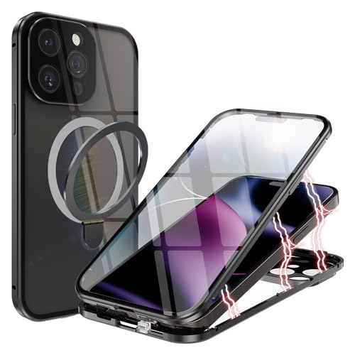 ANFAIRLACE Hülle Kompatibel mit iPhone 15 Pro Max, Dual Magnetische Handyhülle mit Verdecktem Ständer, Aluminium Stoßstange Magnet Transparent 360 Schutzhülle, Schwarz ANFAIRLACE Hülle Kompatibel mit iPhone 15 Pro Max, Dual Magnetische Handyhülle mit Verdecktem Ständer, Aluminium Stoßstange Magnet Transparent 360 Schutzhülle, Schwarz von ANFAIRLACE