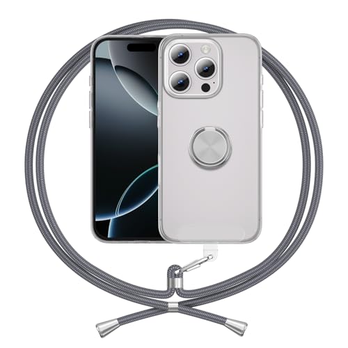 ANFAIRLACE Hülle Kompatibel mit iPhone 16 Pro, Ring Halter Handyhülle Band Transparent Silikon Handykette Klar Schutzhülle, Grau ANFAIRLACE Hülle Kompatibel mit iPhone 16 Pro, Ring Halter Handyhülle Band Transparent Silikon Handykette Klar Schutzhülle, Grau von ANFAIRLACE
