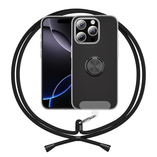 ANFAIRLACE Hülle Kompatibel mit iPhone 16 Pro, Ring Halter Handyhülle Band Transparent Silikon Handykette Klar Schutzhülle, Schwarz ANFAIRLACE Hülle Kompatibel mit iPhone 16 Pro, Ring Halter Handyhülle Band Transparent Silikon Handykette Klar Schutzhülle, Schwarz von ANFAIRLACE