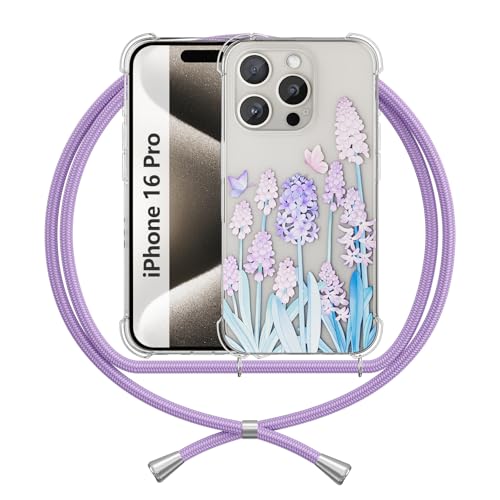 ANFAIRLACE Hülle Kompatibel mit iPhone 16 Pro Band, Blumen Pflanzen Schmetterling Kunstmuster Klar Silikon Stoßfest Handyhülle, Lavendel ANFAIRLACE Hülle Kompatibel mit iPhone 16 Pro Band, Blumen Pflanzen Schmetterling Kunstmuster Klar Silikon Stoßfest Handyhülle, Lavendel von ANFAIRLACE