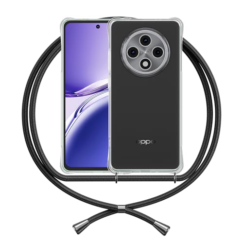 Handykette Hülle Kompatibel mit Oppo Reno 12 F Reno 12 FS 5G, Handyhülle Band Transparent Silikon Klar Schutzhülle, Schwarz Handykette Hülle Kompatibel mit Oppo Reno 12 F Reno 12 FS 5G, Handyhülle Band Transparent Silikon Klar Schutzhülle, Schwarz von ANFAIRLACE