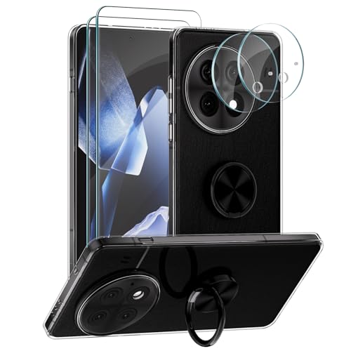 Hülle Kompatibel mit OnePlus 13, Handyhülle Metall 360 Grad Ring Halter Magnet Ständer Transparent Silikon Schutzhülle, Schwarz Hülle Kompatibel mit OnePlus 13, Handyhülle Metall 360 Grad Ring Halter Magnet Ständer Transparent Silikon Schutzhülle, Schwarz von ANFAIRLACE