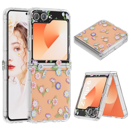 Hülle Kompatibel mit Samsung Galaxy Z Flip 6 Flip 5, Blumen Pflanzen Schmetterling Kunstmuster Anti-Peel Schutzhülle Klar PC Handyhülle, Gerbera Hülle Kompatibel mit Samsung Galaxy Z Flip 6 Flip 5, Blumen Pflanzen Schmetterling Kunstmuster Anti-Peel Schutzhülle Klar PC Handyhülle, Gerbera von ANFAIRLACE
