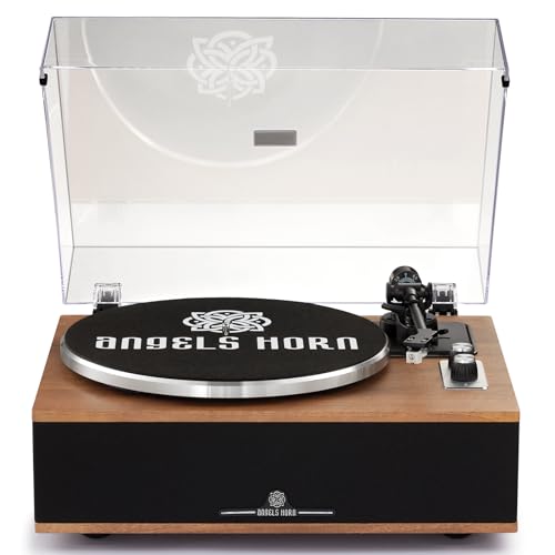 ANGELS HORN Schallplattenspieler Vinyl, Plattenspieler Bluetooth HiFi mit Lautsprechern Eingebautem Phono-Vorverstärker 33/45 U/min und AT-3600L Tonabnehmer von ANGELS HORN