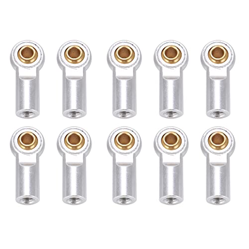 10pcs Metallkugel Endkopfhalter Linkstange Endgelenk mit M3 für Axiales SCX10 RC -Auto, Upgrade RC Crawler Car Accessoires Hochzuverlässige Aluminiumlegierung Material (SILVER) von ANGGREK