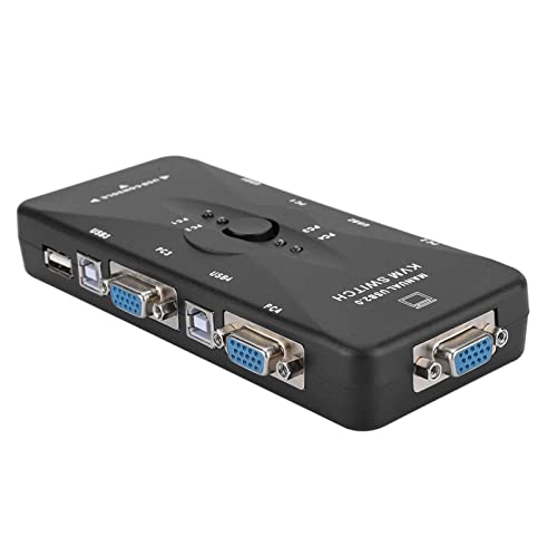 ANGGREK 4-Port USB 2.0 KVM VGA/SVGA Hub Computer Switch Box Adapter Geräte für PC Tastatur Maus, Keine Software Erforderlich, Unterstützt SVGA, VGA und Multi-Sync-, von ANGGREK