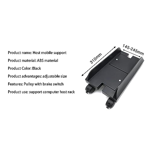 ANGGREK CPU-Ständer mit Verstellbarer Breite und 4 Lenkrollen, Mobiler Desktop-Tower-Computer-Bodenständer für Universellen PC-Computerhalterwagen (Schwarz) von ANGGREK