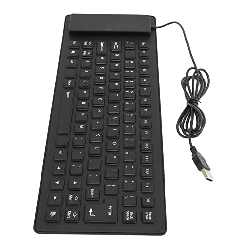 ANGGREK Faltbare Silikontastatur, Faltbares Design, Geräuschlos, Kabelgebunden, Wasserdicht, Staubdicht, Flexibel, Tastatur mit 85 Tasten für Desktop oder Laptop (Schwarz) von ANGGREK