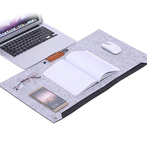 ANGGREK Flexible, Chemikalienbeständige, Flammhemmende, Selbstverlöschende Schreibtisch-Laptopmatte mit Aufbewahrungsorganisator, Grau (Hellgrau) von ANGGREK