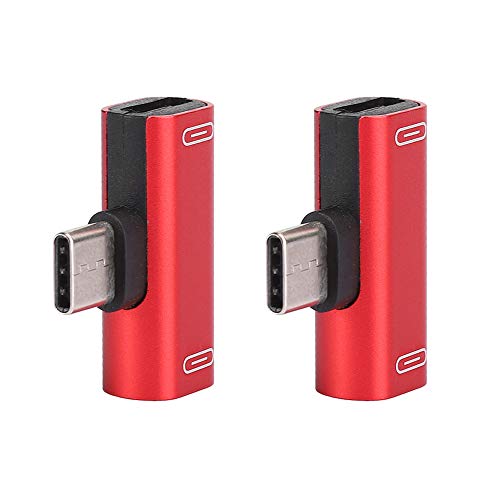 ANGGREK Kopfhörer Adapter und Laden, 2 in 1 USB C Splitter, 2-teiliger Typec-Konverter-Splitter, Dual zu Kopfhörer USB Audio und Ladegerät Adapter (Rot) von ANGGREK