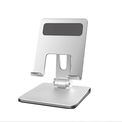 ANGGREK Tablet-Ständer mit Multi-Winkel-Einstellung, Zusammenklappbar, Stabiler Tablet-Halter aus Aluminiumlegierung für Reisen Im Home-Office, Weitgehend Kompatibel (MT133 Silber) von ANGGREK