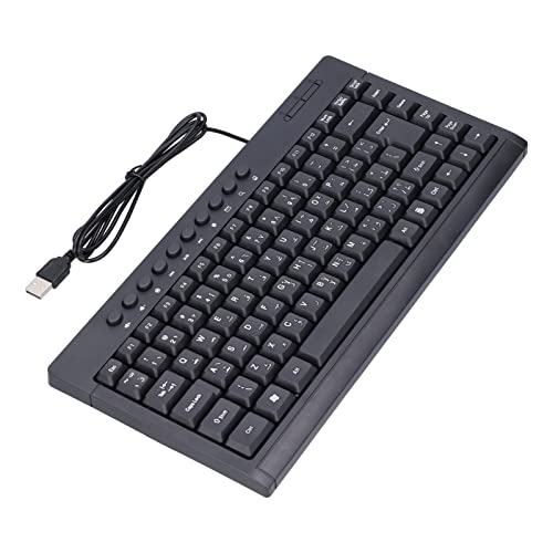 ANGGREK -USB-Tastatur mit 87 Tasten, Ergonomisches Design, Plug-and-Play, Rutschfestes Fußpolster, Langlebig, Klare Schrift, für das Büro (Arabisch) von ANGGREK