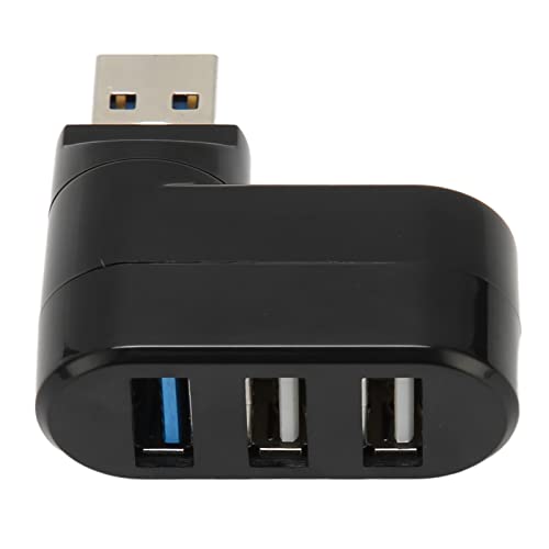 ANGGREK Um 90 Grad Drehbarer USB-Hub, 3-Port-Plug-and-Play, USB 3.0, 5 Gbit/s Datenübertragung, Leichtes ABS-Material, Kompatibel mit, OS X, (Schwarz) von ANGGREK