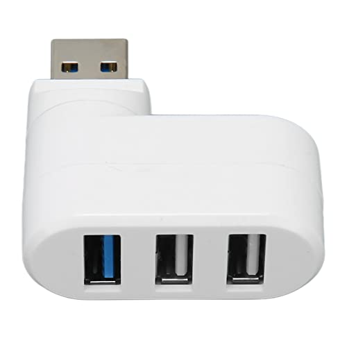 ANGGREK Um 90 Grad Drehbarer USB-Hub, 3-Port-Plug-and-Play, USB 3.0, 5 Gbit/s Datenübertragung, Leichtes ABS-Material, Kompatibel mit, OS X, (Weiss) von ANGGREK