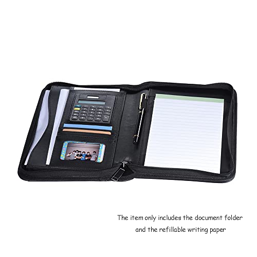 Business Padfolio Ordner, A5 PU Leder Padfolio Ordner Dokumenttasche Organizer mit Reißverschluss für Männer Frauen, Einfacher Gebrauch, Vielseitiger Gebrauch, Praktische Funktionen, Stilvolles Design von ANGGREK