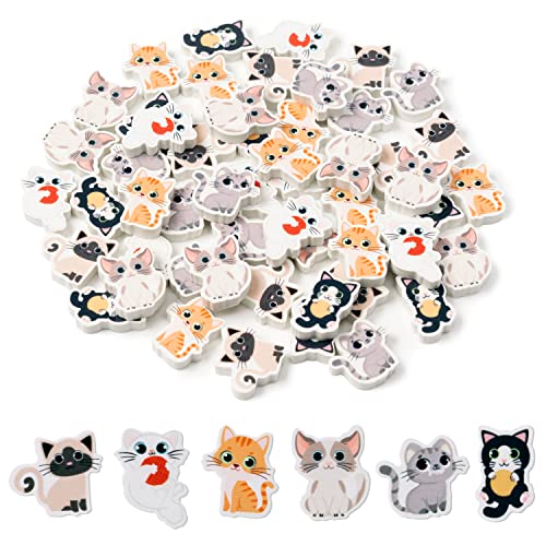 60 Stück Mini Katze Radiergummi Neuheit Radiergummi für Kinder Nette Katze Radiergummi Zurück zur Schule Geschenke Kawaii Cartoon Katze Bleistift Radiergummi für Studenten Belohnungen Preise von ANGOLIO