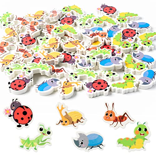 ANGOLIO 60Pcs Insects Mini Radiergummis, Cartoon Bulk Bleistift Top Cute Tiere Muster Schreibtisch-Tier für Kinder Desk Pets Classroom Aktivität Rewards Preise Birthday Party Supplies Geschenke von ANGOLIO