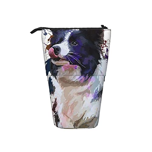 Teleskop-Federmäppchen, Border-Collie-Kunsthund-Malständer, Stifthalter mit Reißverschluss, Make-up-Tasche, Bleistiftbeutel, Stifttasche von ANGYANG