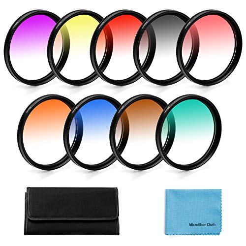 Fotover Verlaufsfarbfilter-Set, 72 mm, 9-teiliges Verlaufsfarbfilter-Set, Zubehör für Canon, Nikon, Sony, Pentax, Olympus, Fuji, DSLR-Kamera + Objektivfiltertasche Fotover Verlaufsfarbfilter-Set, 72 mm, 9-teiliges Verlaufsfarbfilter-Set, Zubehör für Canon, Nikon, Sony, Pentax, Olympus, Fuji, DSLR-Kamera + Objektivfiltertasche von Fotover