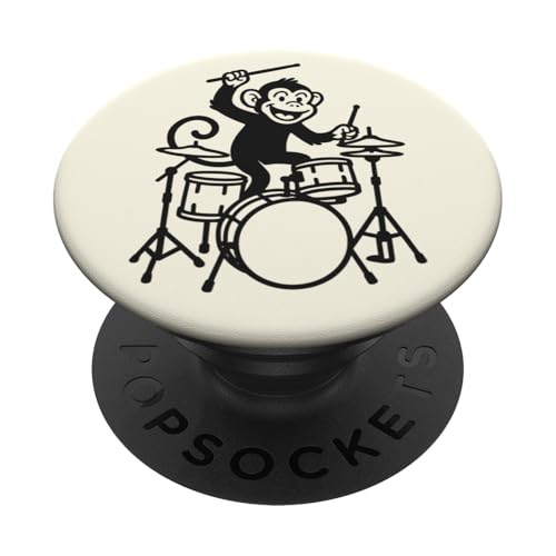 Lustiger Affe, Schlagzeuger, Schlagzeug, Musikliebhaber, Jungen und Mädchen PopSockets Klebender PopGrip von ANIMALDRUMSNROLL