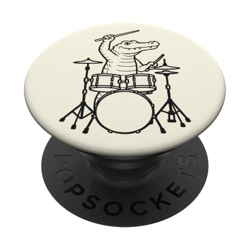 Lustiger Alligator-Schlagzeuger, Schlagzeug, Musikliebhaber, Jungen und Mädchen PopSockets Klebender PopGrip Lustiger Alligator-Schlagzeuger, Schlagzeug, Musikliebhaber, Jungen und Mädchen PopSockets Klebender PopGrip von ANIMALDRUMSNROLL