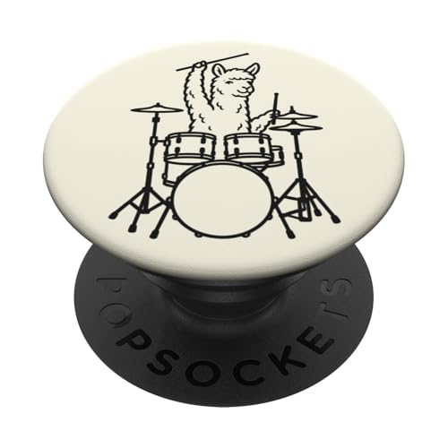 Lustiger Alpaka-Schlagzeuger, Schlagzeug, Musikliebhaber, Jungen und Mädchen PopSockets Klebender PopGrip von ANIMALDRUMSNROLL