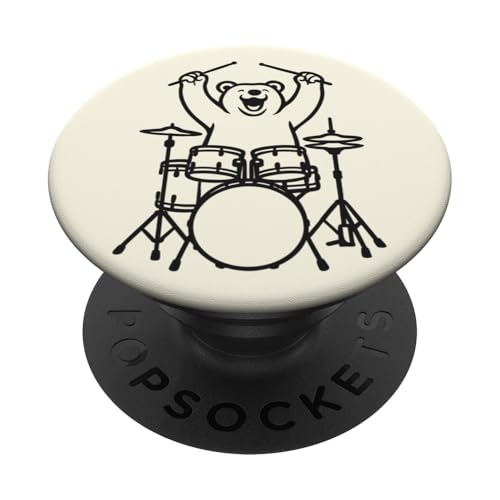 Lustiger Bär, Schlagzeuger, Schlagzeug, Musikliebhaber, Jungen und Mädchen PopSockets Klebender PopGrip Lustiger Bär, Schlagzeuger, Schlagzeug, Musikliebhaber, Jungen und Mädchen PopSockets Klebender PopGrip von ANIMALDRUMSNROLL
