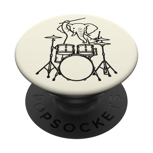 Lustiger Elefant, Schlagzeuger, Schlagzeug, Musikliebhaber, Jungen und Mädchen PopSockets Klebender PopGrip von ANIMALDRUMSNROLL