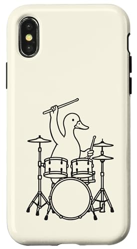 Lustiger Entendrummer, Schlagzeug, Musikliebhaber, Jungen und Mädchen Hülle für iPhone X/XS Lustiger Entendrummer, Schlagzeug, Musikliebhaber, Jungen und Mädchen Hülle für iPhone X/XS von ANIMALDRUMSNROLL