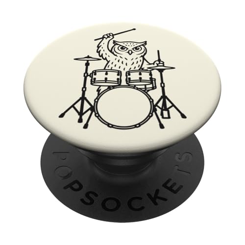 Lustiger Eule, Schlagzeuger, Schlagzeug, Musikliebhaber, Jungen und Mädchen PopSockets Klebender PopGrip Lustiger Eule, Schlagzeuger, Schlagzeug, Musikliebhaber, Jungen und Mädchen PopSockets Klebender PopGrip von ANIMALDRUMSNROLL