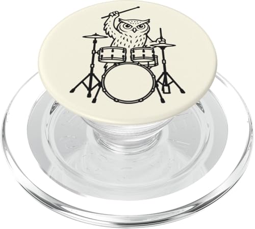 Lustiger Eule, Schlagzeuger, Schlagzeug, Musikliebhaber, Jungen und Mädchen PopSockets PopGrip für MagSafe von ANIMALDRUMSNROLL