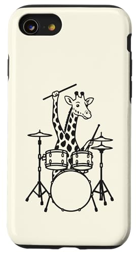 Lustiger Giraffen-Schlagzeuger, Schlagzeuger, Musikliebhaber, Jungen und Mädchen Hülle für iPhone SE (2020) / 7 / 8 von ANIMALDRUMSNROLL