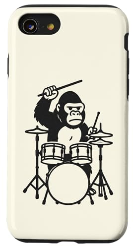 Lustiger Gorilla-Drummer, Schlagzeug, Musikliebhaber, Jungen und Mädchen Hülle für iPhone SE (2020) / 7 / 8 von ANIMALDRUMSNROLL