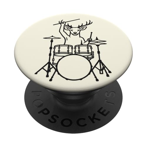 Lustiger Hirsch-Schlagzeuger, Schlagzeug, Musikliebhaber, Jungen und Mädchen PopSockets Klebender PopGrip Lustiger Hirsch-Schlagzeuger, Schlagzeug, Musikliebhaber, Jungen und Mädchen PopSockets Klebender PopGrip von ANIMALDRUMSNROLL