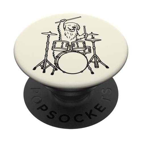 Lustiger Hund, Schlagzeuger, Schlagzeug, Musikliebhaber, Mama, Papa PopSockets Klebender PopGrip von ANIMALDRUMSNROLL