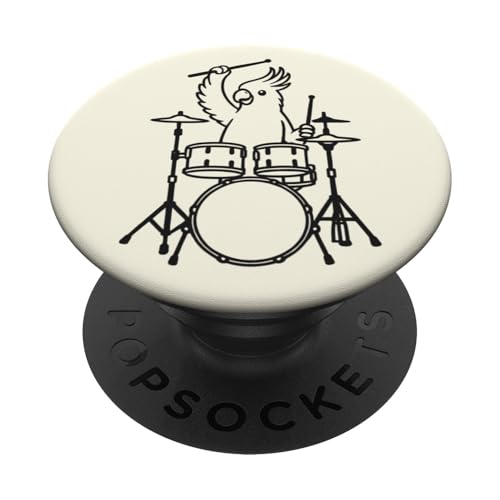 Lustiger Kakadu-Schlagzeuger, Schlagzeug, Musikliebhaber, Jungen und Mädchen PopSockets Klebender PopGrip Lustiger Kakadu-Schlagzeuger, Schlagzeug, Musikliebhaber, Jungen und Mädchen PopSockets Klebender PopGrip von ANIMALDRUMSNROLL