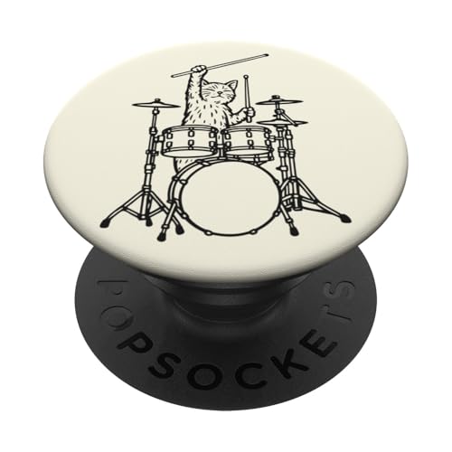 Lustiger Katzen-Schlagzeuger, Schlagzeug, Musikliebhaber, Mama, Papa PopSockets Klebender PopGrip Lustiger Katzen-Schlagzeuger, Schlagzeug, Musikliebhaber, Mama, Papa PopSockets Klebender PopGrip von ANIMALDRUMSNROLL