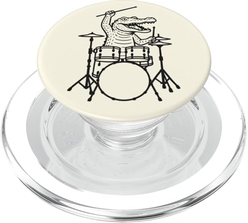 Lustiger Krokodil-Schlagzeuger, Schlagzeug, Musikliebhaber, Jungen und Mädchen PopSockets PopGrip für MagSafe von ANIMALDRUMSNROLL