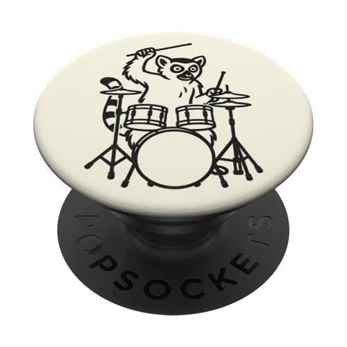 Lustiger Lemuren-Schlagzeuger, Schlagzeuger, Musikliebhaber, Jungen und Mädchen PopSockets Klebender PopGrip von ANIMALDRUMSNROLL